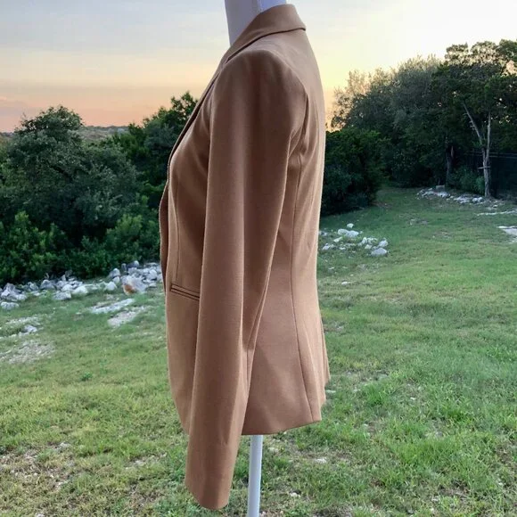 Tan Blazer Womens Small Long Sleeve Forever 21 Work Office Business Casual Fall - Picture 4 of 16